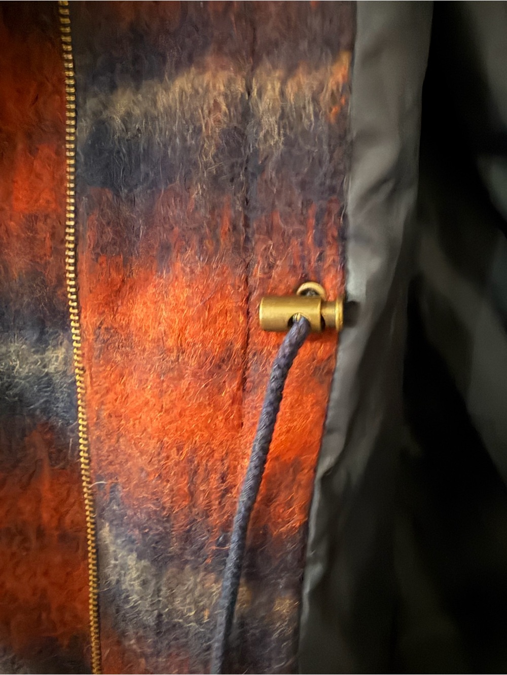 Staring at Stars Plaid Hooded Wool-Blend Coat in Rust Red & Navy - Small - Picture 7 of 11